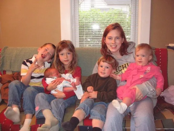 Sally with her kids