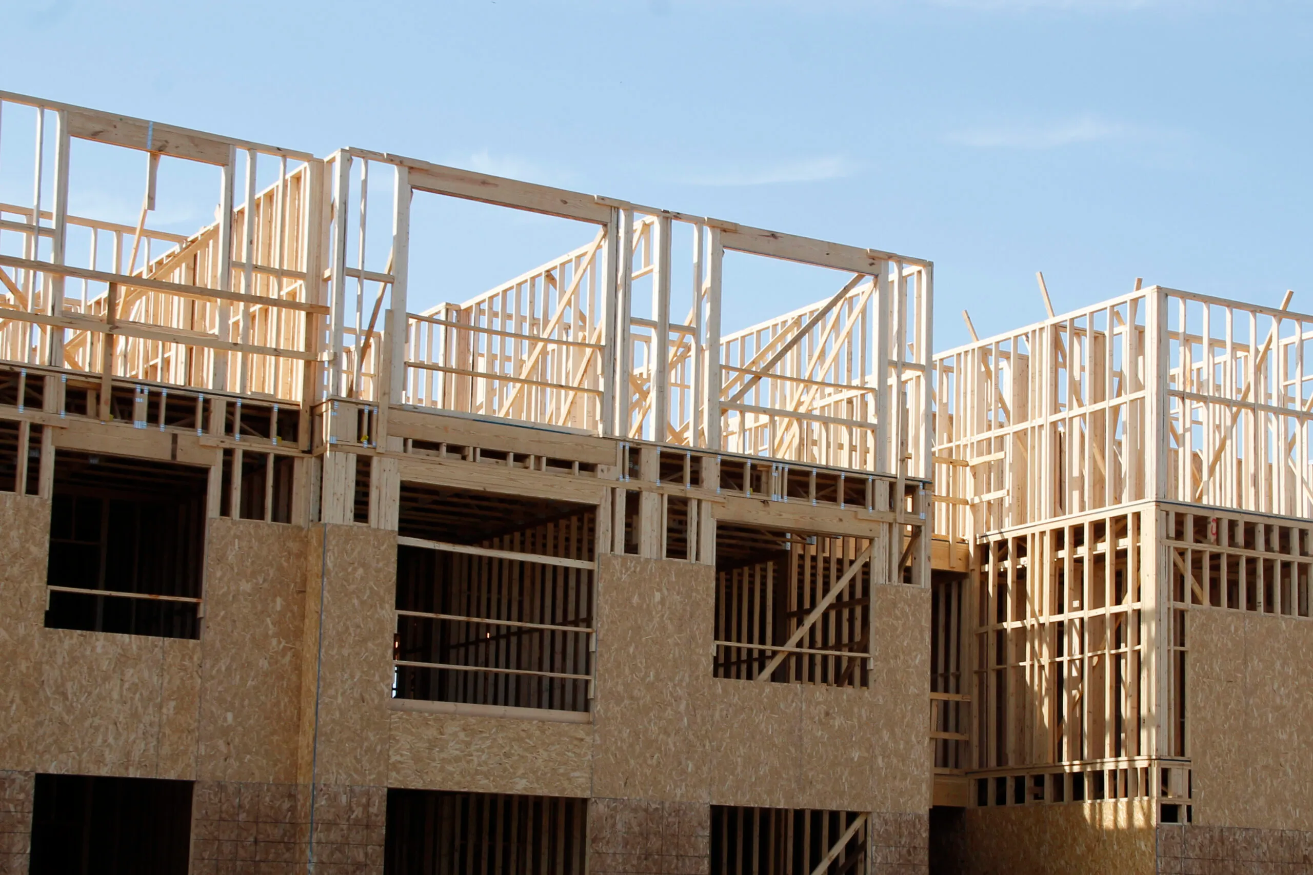 Wood-framed house under construction